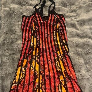 Guess Red and Orange Strapless Dress